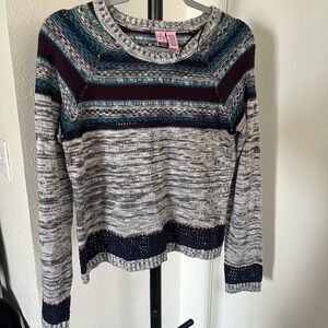 Love on a Hanger Gray and Blue Crew Neck Sweater